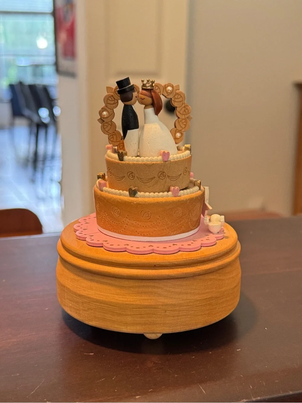 Papyrus Wedding Cake Bride Groom Wooden Music Box Wonderful Life